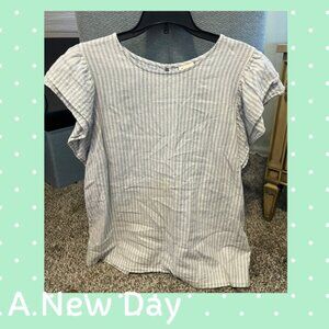 A New Day Light Blue Striped Blouse